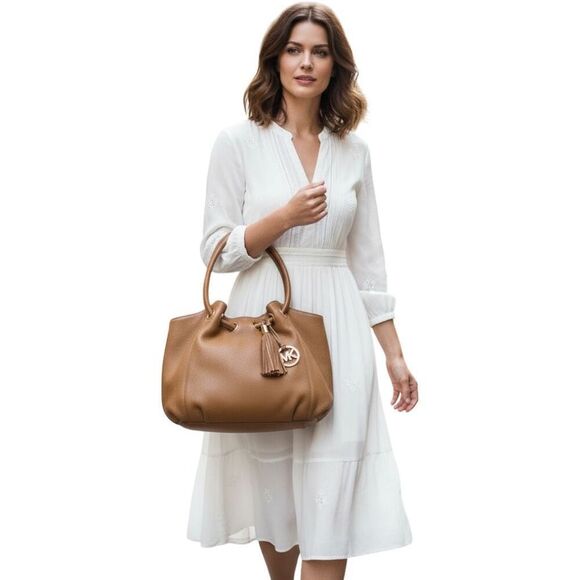 Michael Kors Brown Pebbled Leather Tote Bag / EUC - Picture 4 of 11